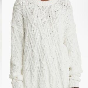 Free People Fishermen Ivory Cable Knit Sweater